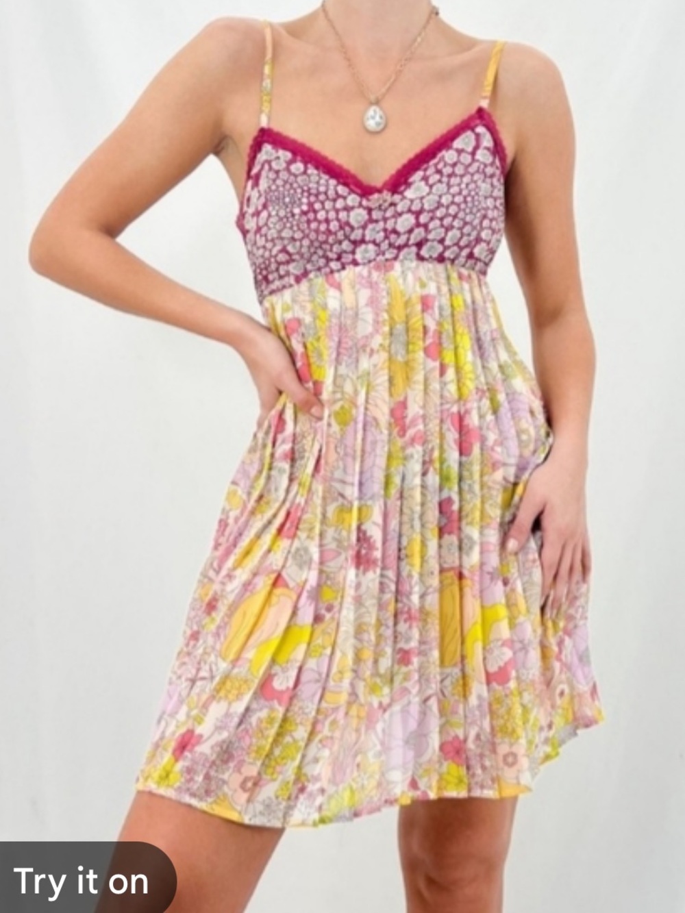 Liberty of London for Target Pink and Yellow Floral Pleated Sundress & Robe